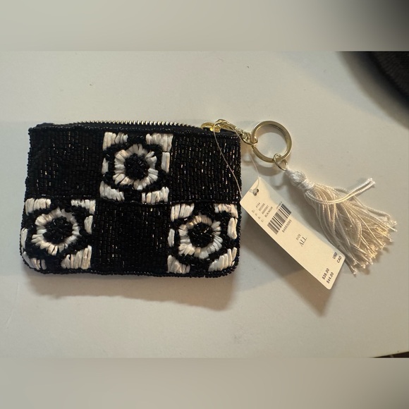 Anthropologie Black and White Beaded Wristlet - Picture 2 of 7